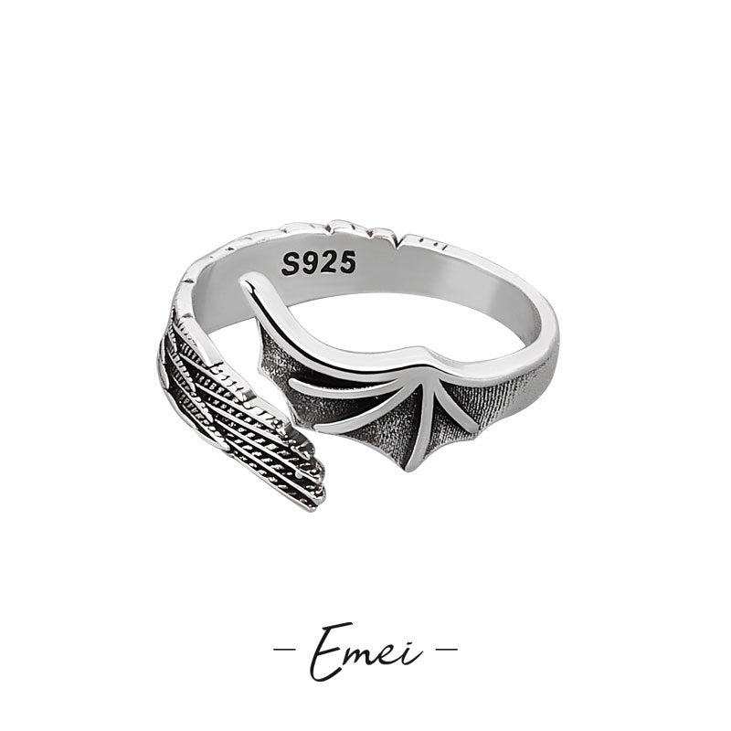 Design Engelsflügel Feder Retro Mode einfache Ringe
