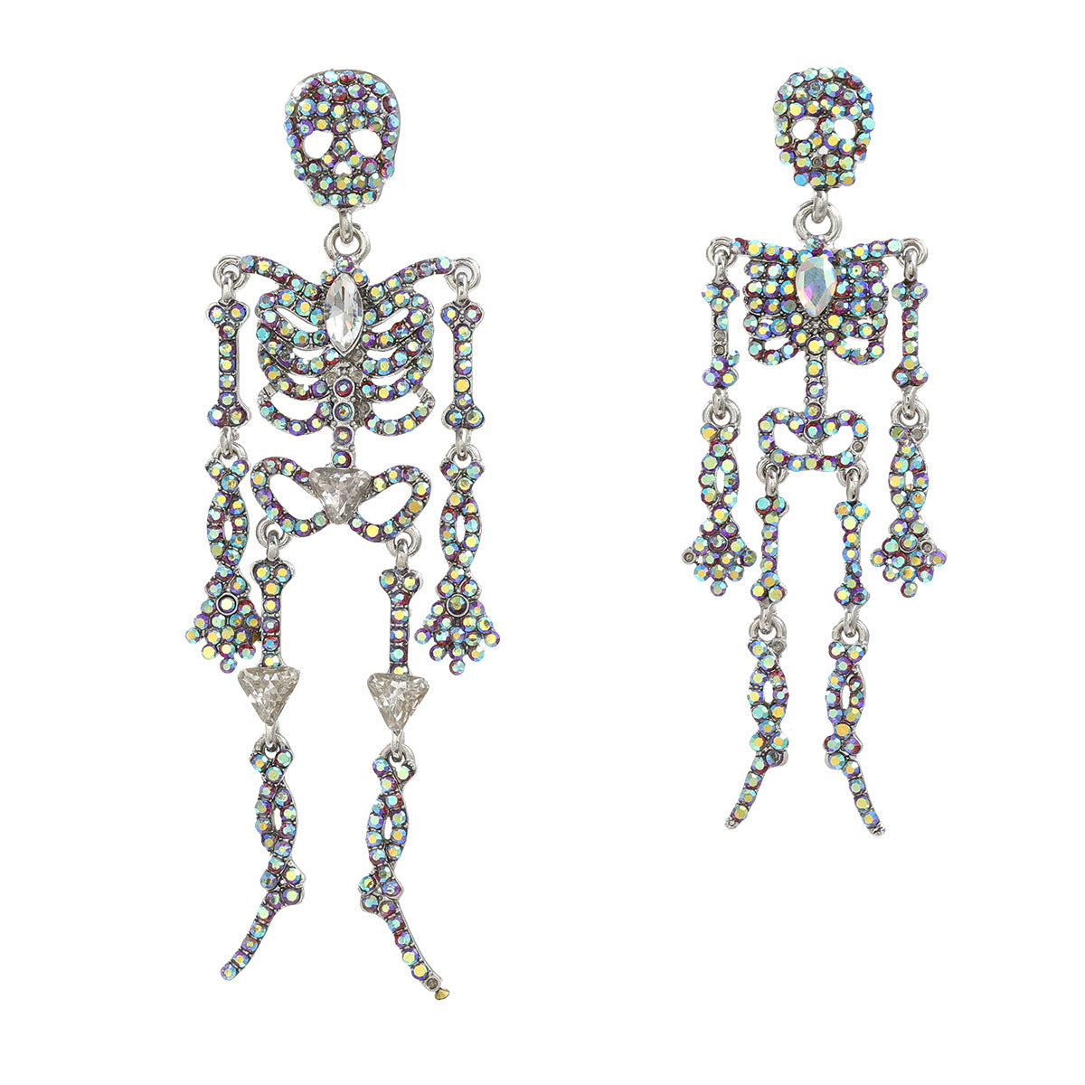 Skeleton Exaggerated Female Trend Full Diamond Earrings