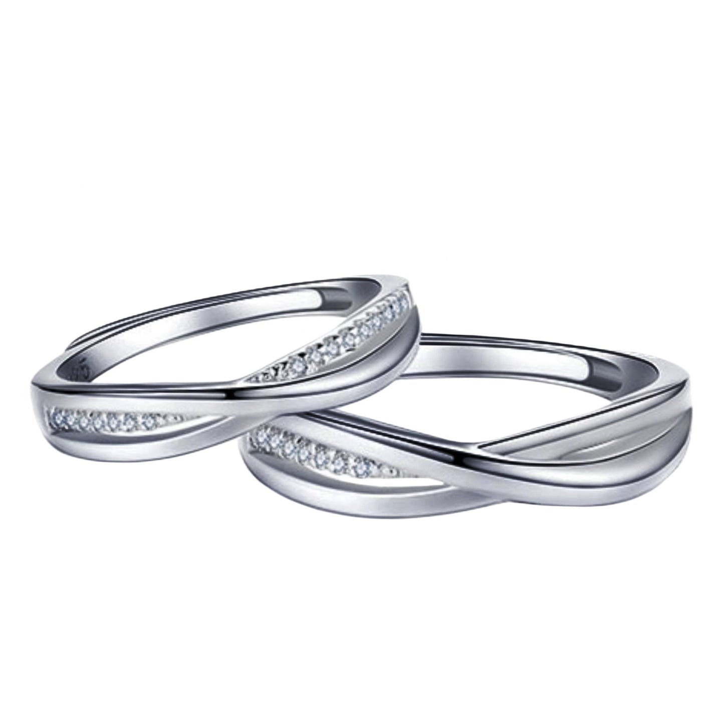 Women's & Men's & Interwoven Micro Inlaid Zircon Couple Rings