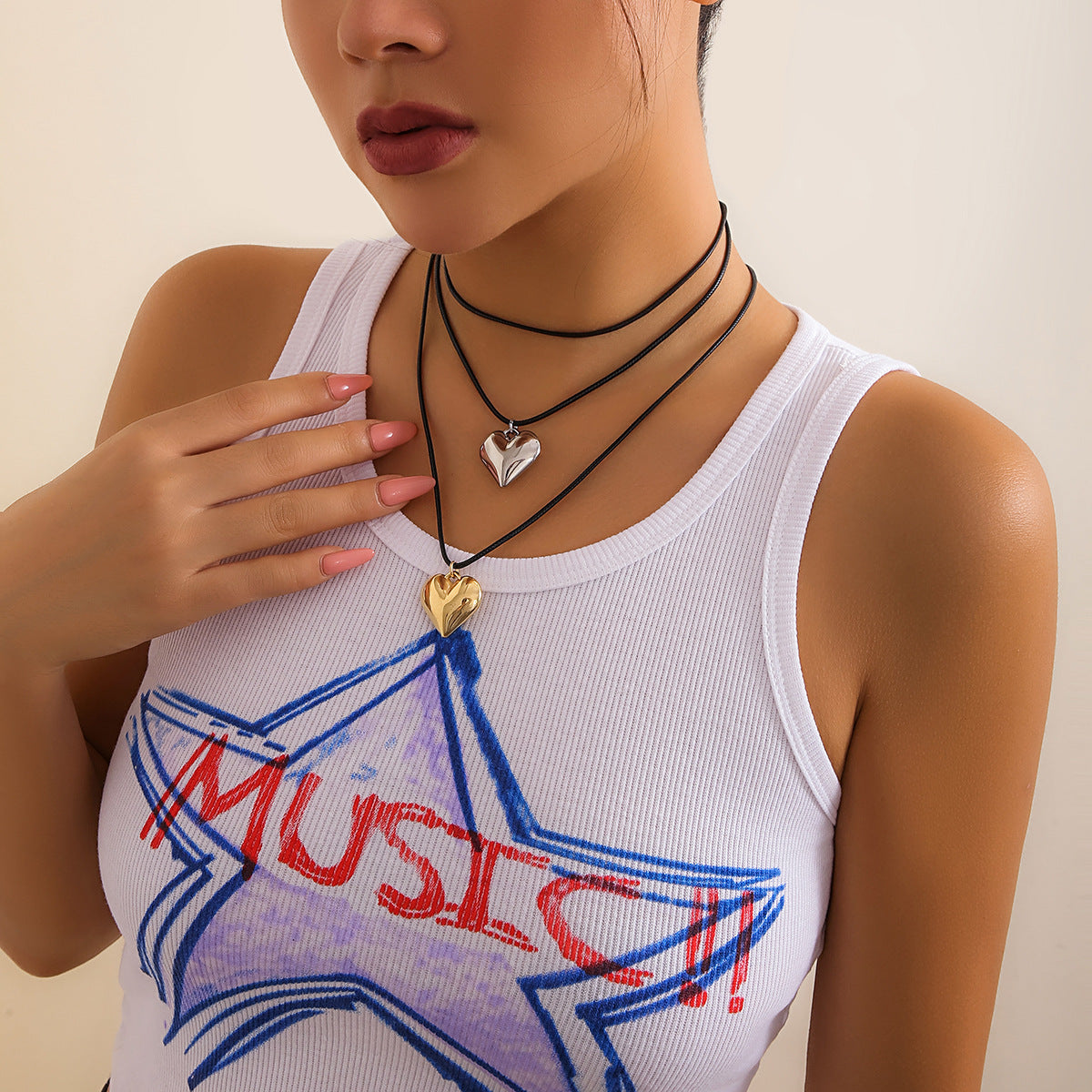 Women's Ornament Fashion Peach Heart Geometric Simple Necklaces