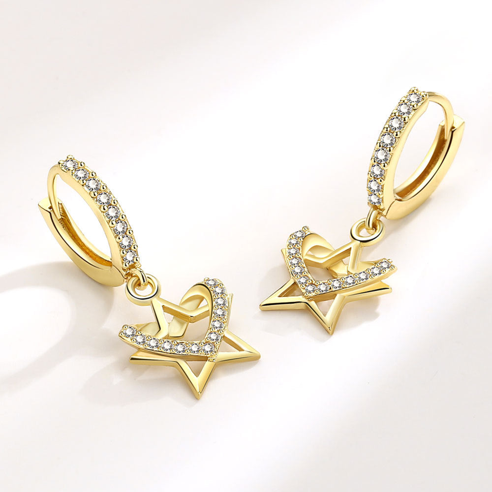 Personality Love Five-pointed Star Ear Clip Earrings