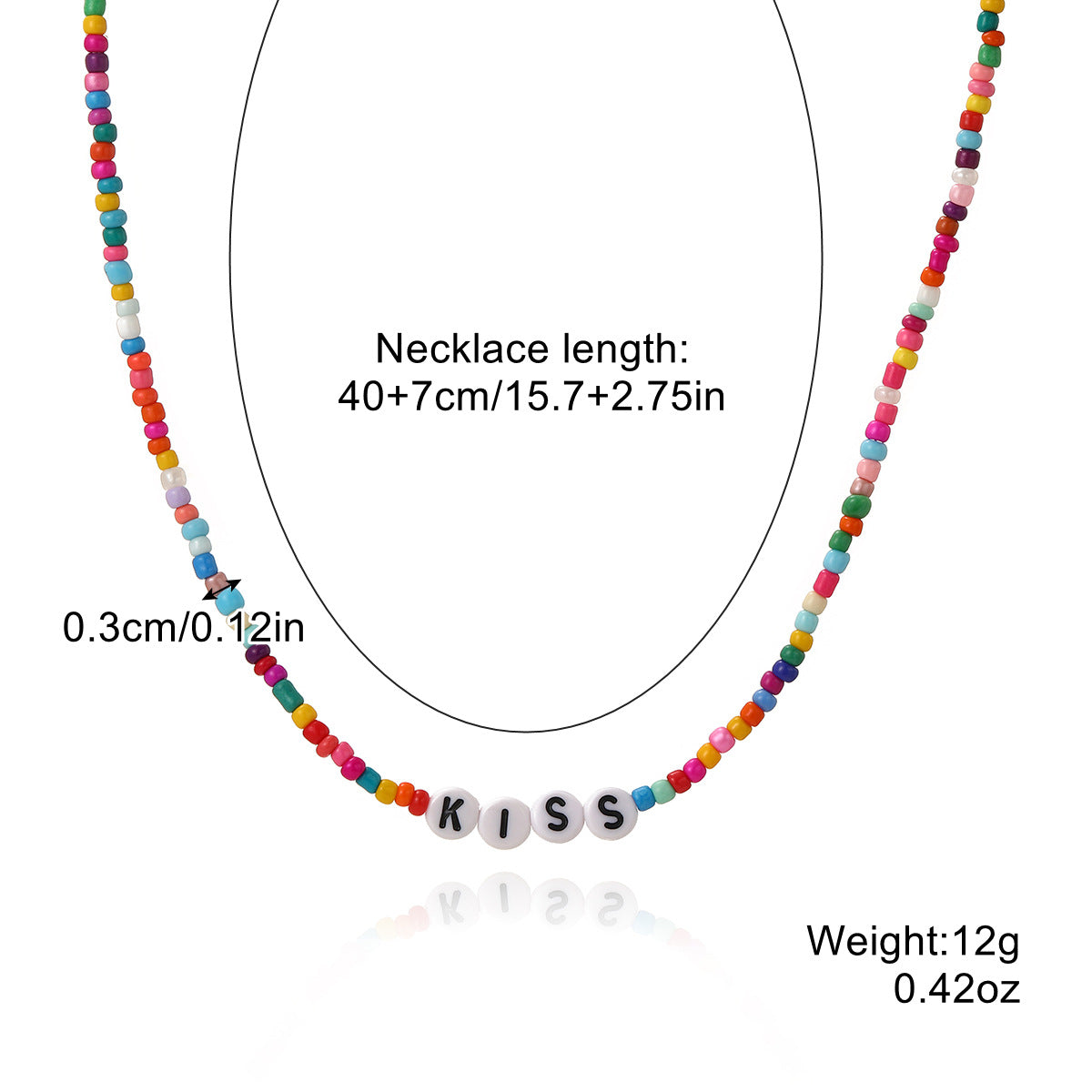 Colliers de perles de couleur exquises avec lettres d'ornement d'été