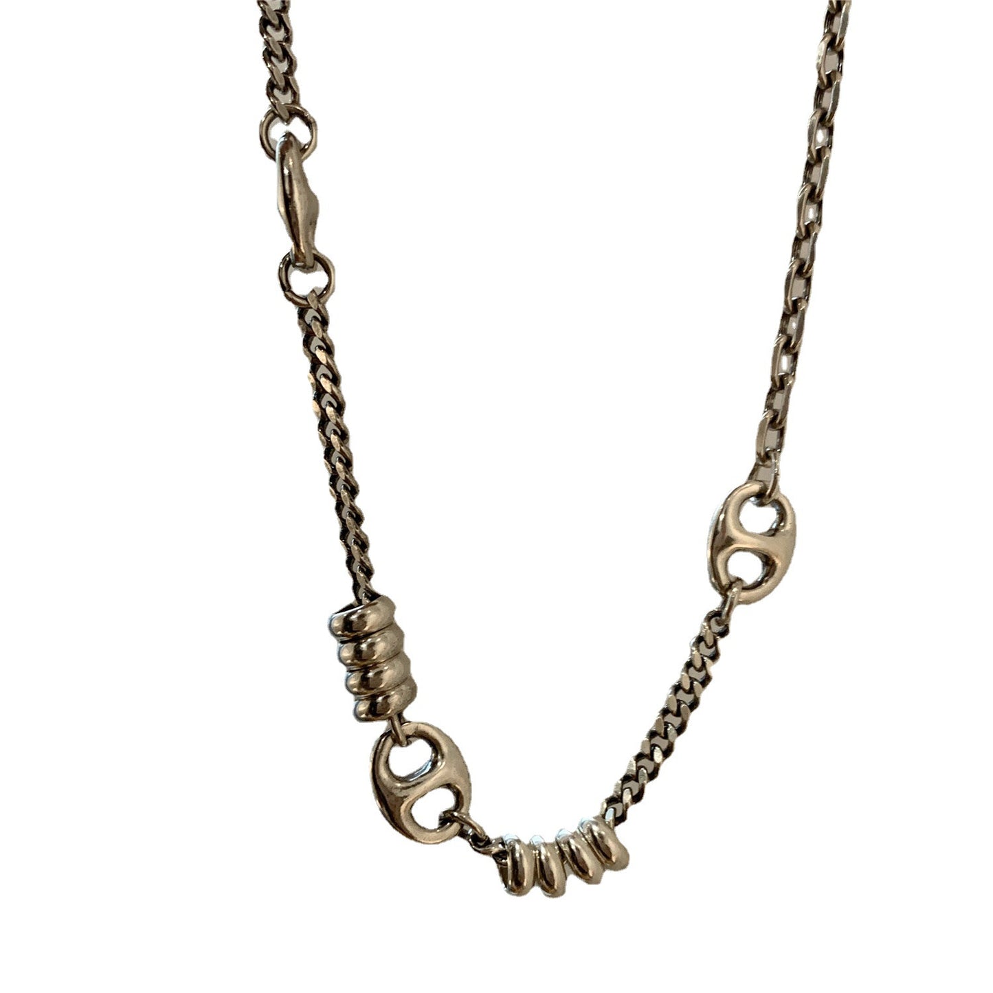 Colliers vintage en argent sterling avec coutures en forme de nez de cochon pour femme