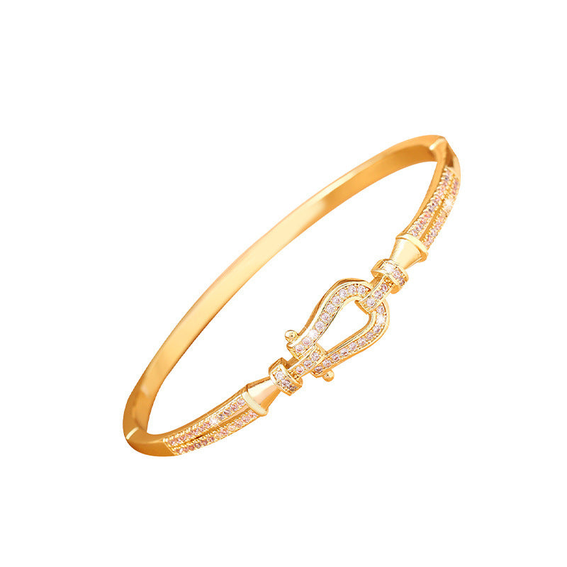 Women's Fashion Full Diamond Horseshoe Bangle High-grade Bracelet