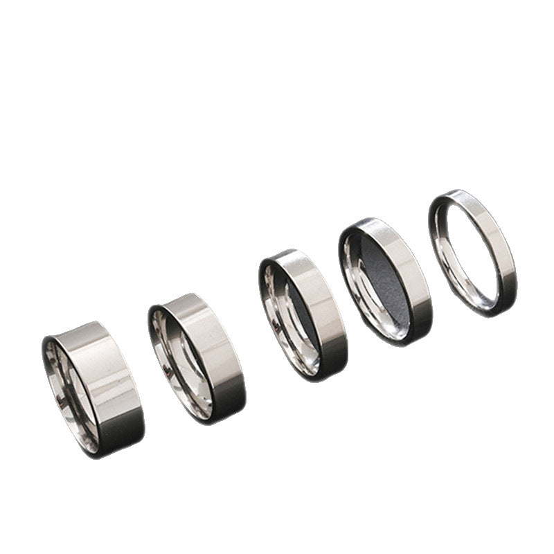 Women's & Men's Titanium Steel Glossy Can Carve Writing Couple Simple Commuter Cold Rings