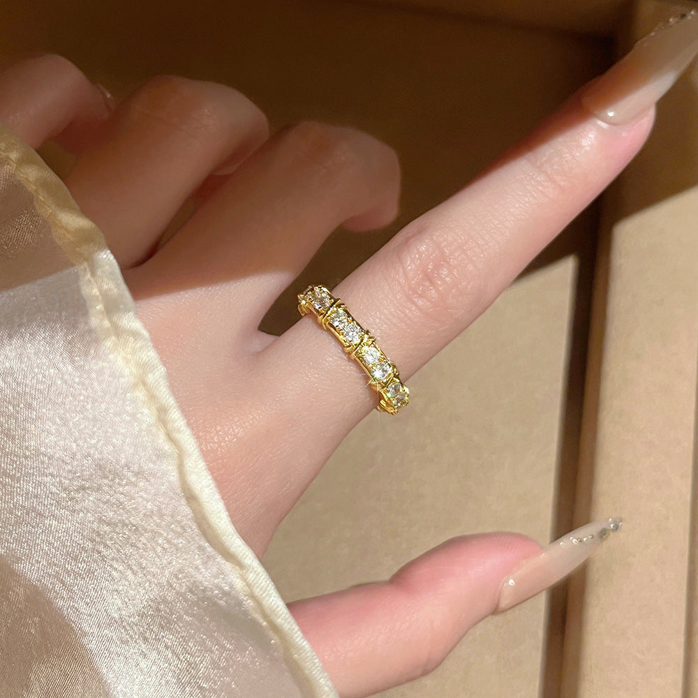 Single Row Zircon Female Niche Design Everyday Joker Rings