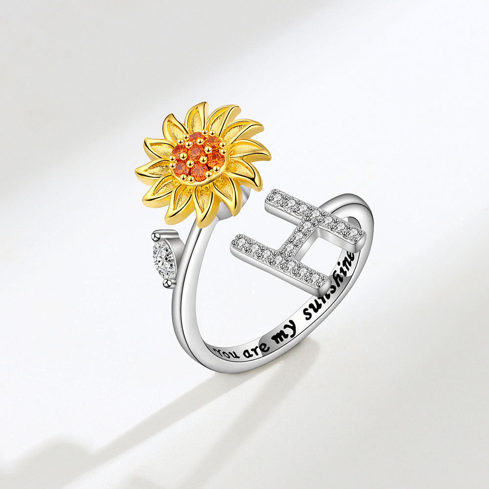 Sunflower Spinning Adjustable Letter Rotating Decompression Rings