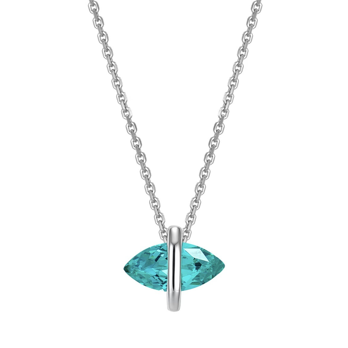Sterling Sier Exquisite Paraiba Horse Eye Diamond Summer Cool Female Necklace