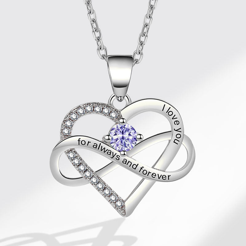 Colliers simples en forme de coeur avec micro incrustation de mode lettrage