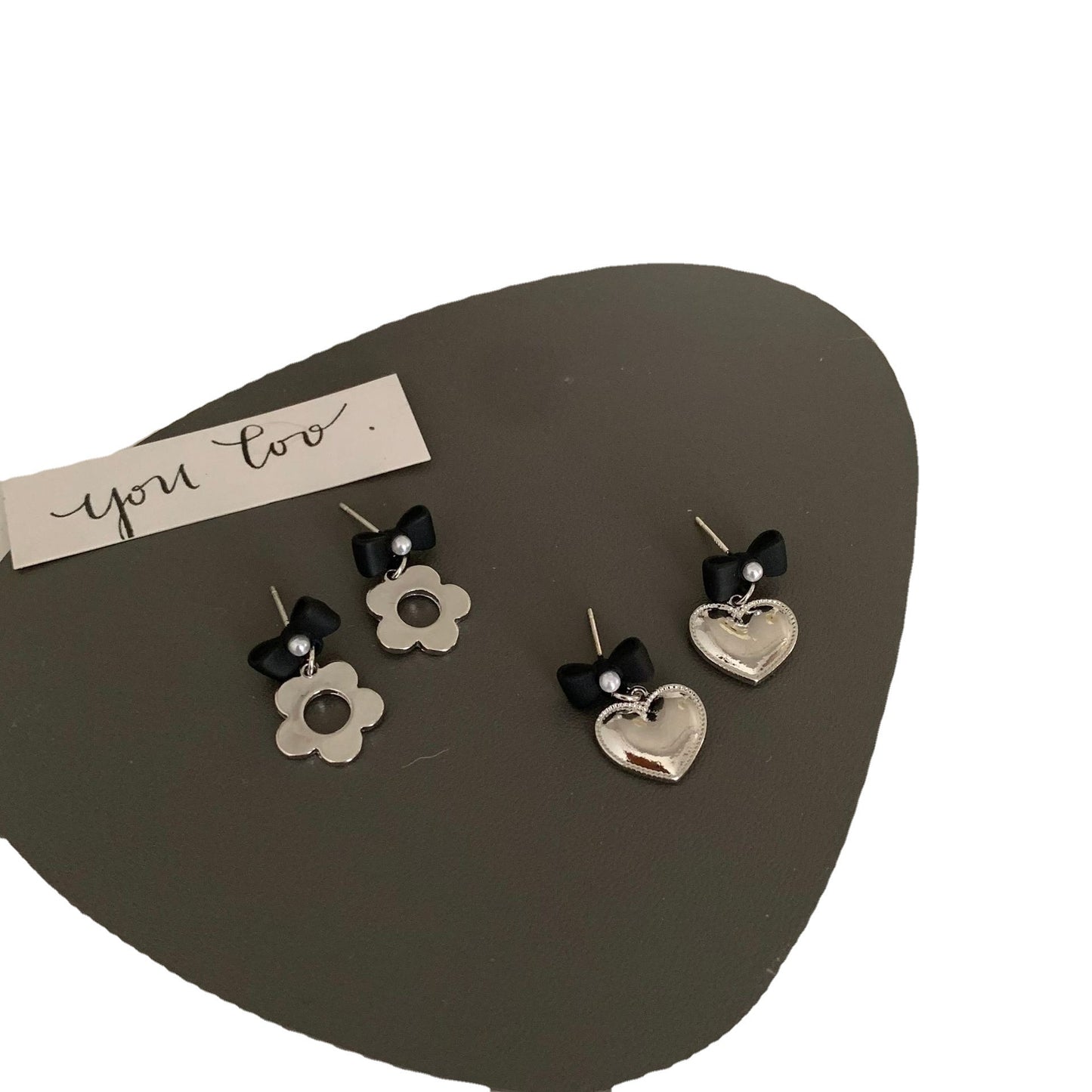 Love Heart Flowers Bow Cold Style Earrings