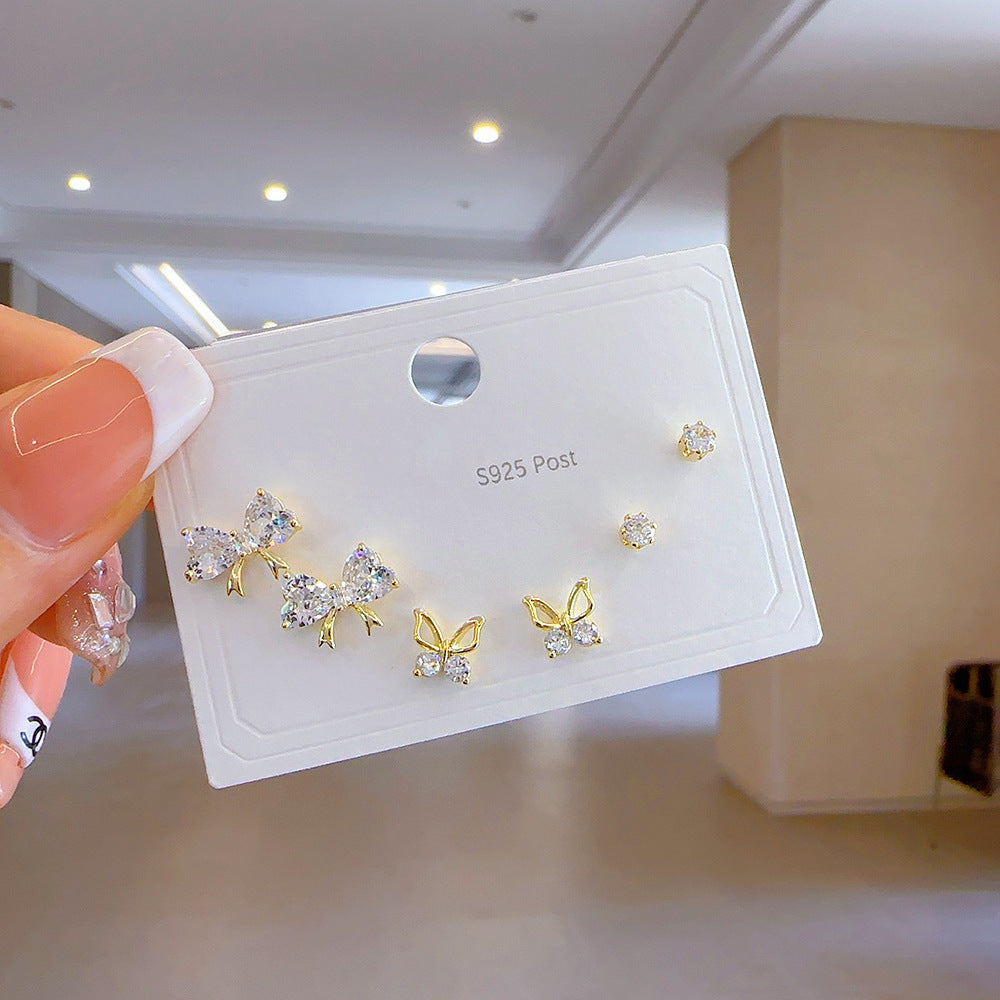 Women's Three Pairs Storage Ear Simple Set Earrings