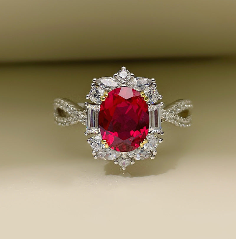 Women's Ruby Inlaid Simple And Elegant Opening Rings