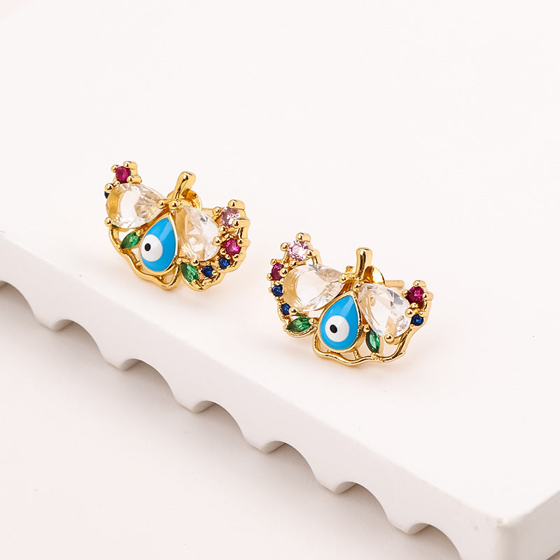 Women's Oil Devil's Eye Micro Inlaid Zircon Earrings