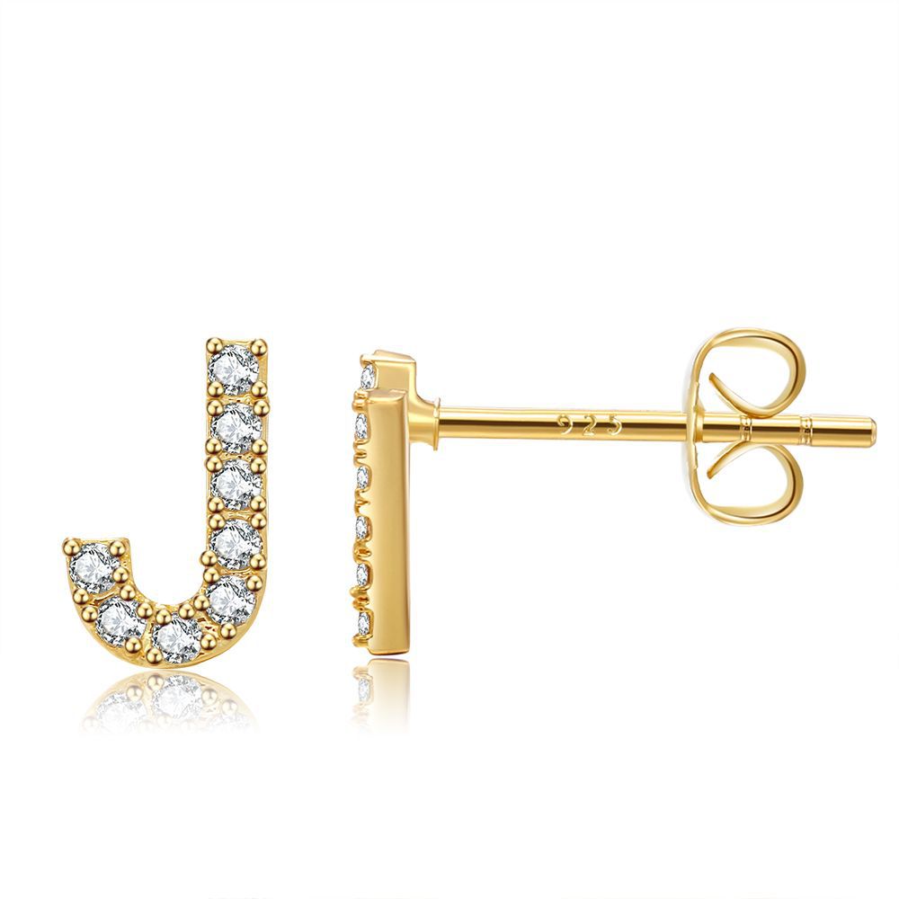 Women's Trend Small Alphabet Letter Brass Gold Earrings