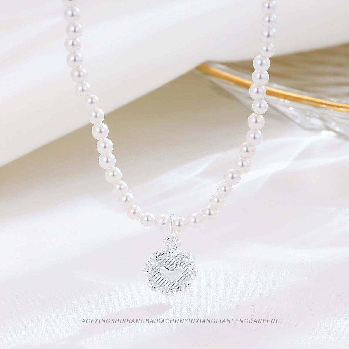 Colliers légers d'ornement de haute qualité pour femmes, en argent Sterling, perle, cœur, minorité capricieuse