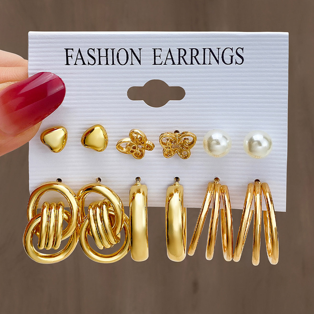 Women's Geometric Circle And Pearl Butterfly Exaggerated Earrings