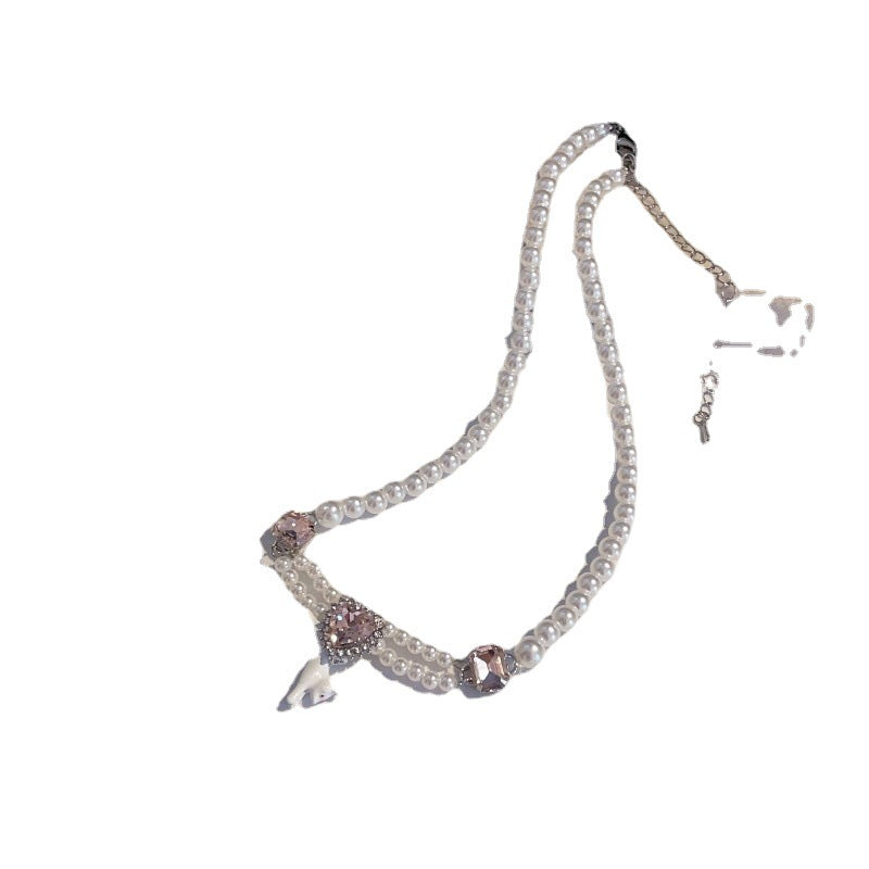 Colliers de lapin en zircon de perles de style cool et doux