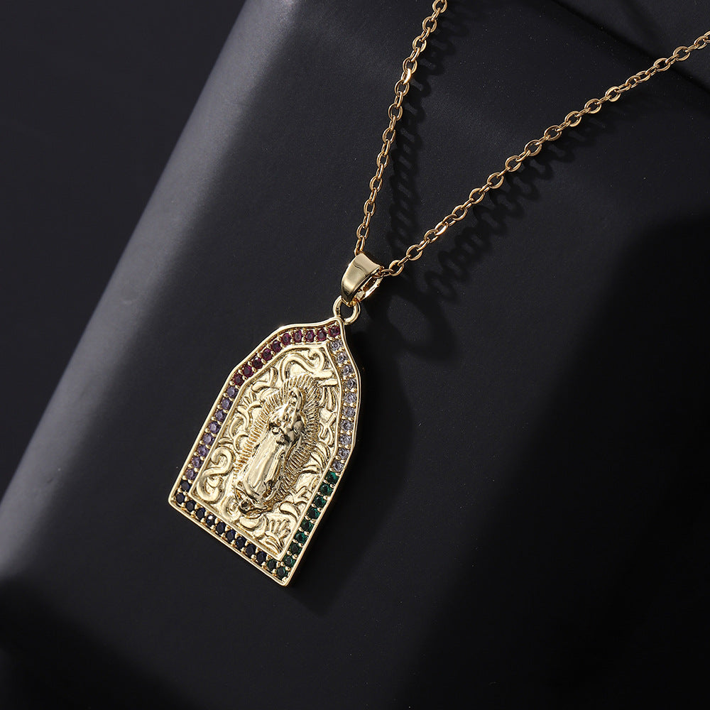 Ornament Vintage Virgin Mary Micro Pendant Necklaces