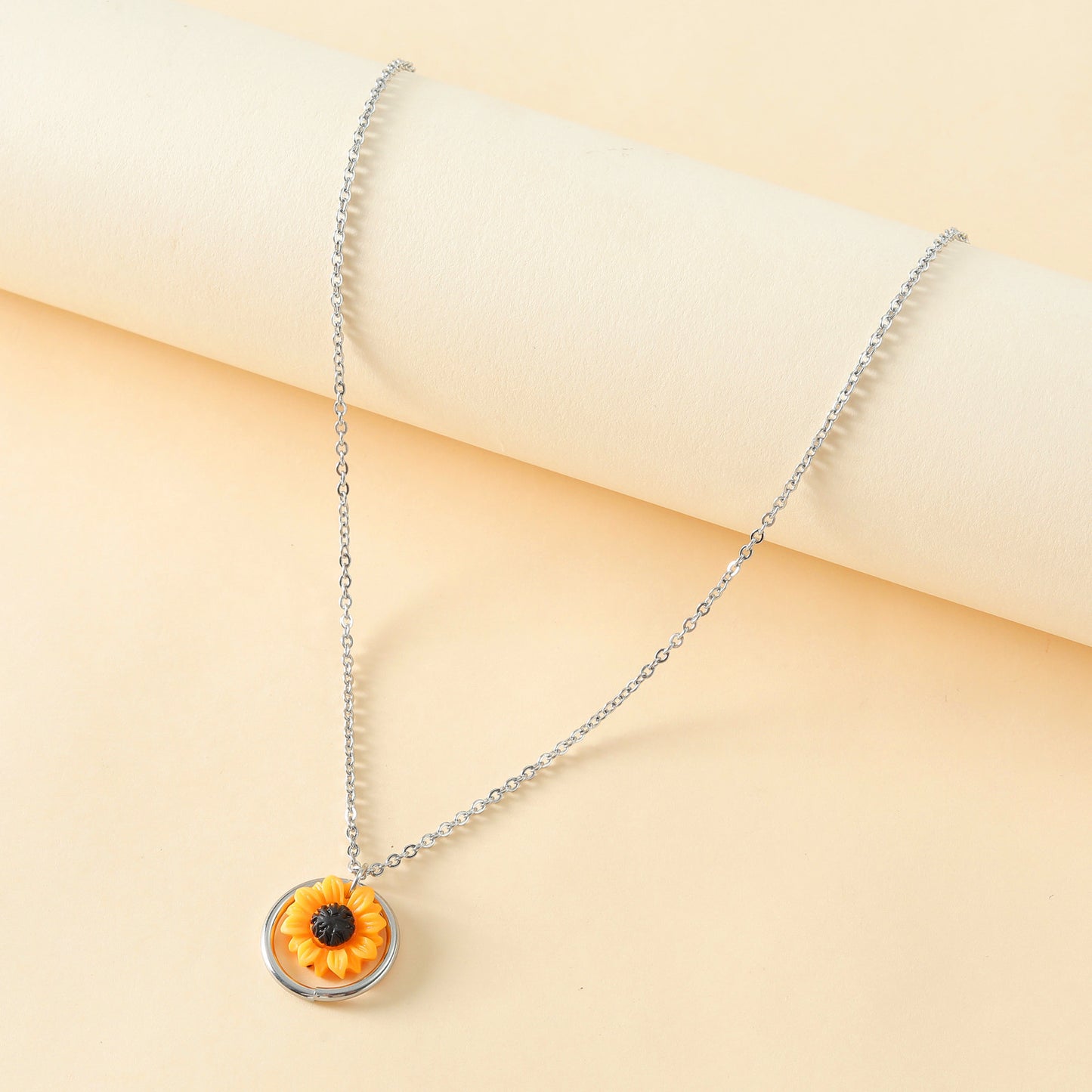 Bagues en acier inoxydable pour femmes, chaîne de clavicule fraîche tournesol, personnalité