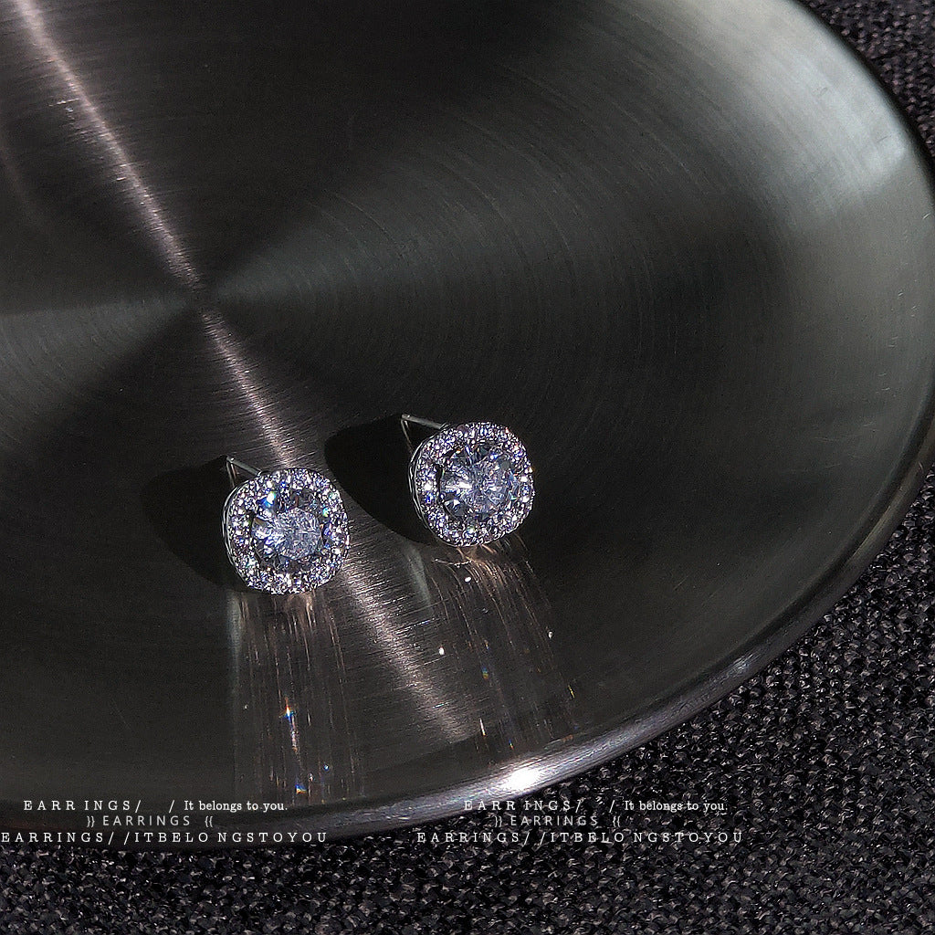 Women's Needle Niche Design Square Zircon Fashion Earrings