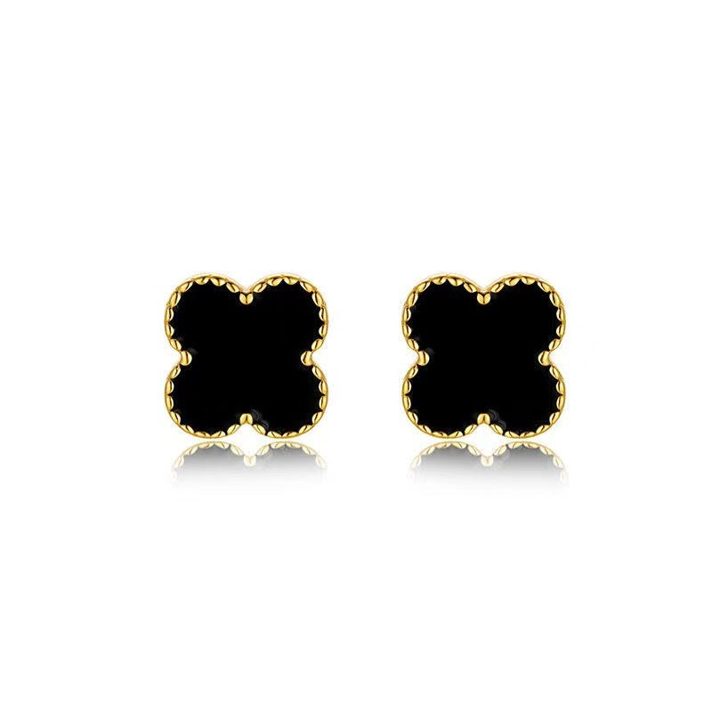 Four Leaf Clover Ear Elegant Sapphire Earrings