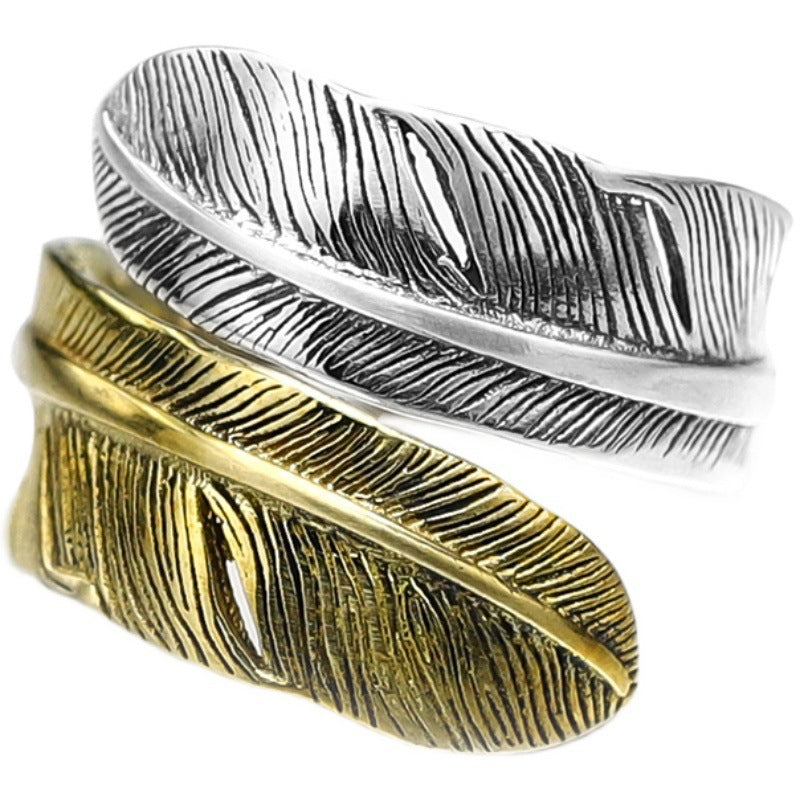 Women's & Men's Hipster Indian Style Feather Vintage Leaf Open Fashion Ring
