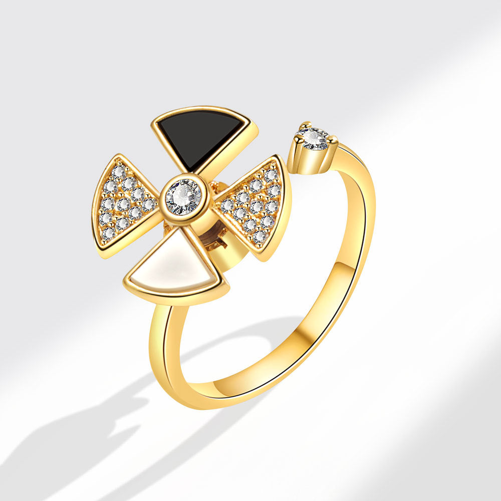 Women's Zircon Rotatable Rotating Open Adjustable Design Rings