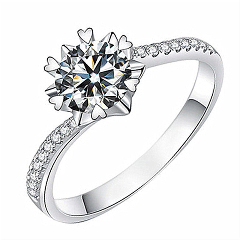 Diamond Platinum Plated Six Claw 2 Karat Rings