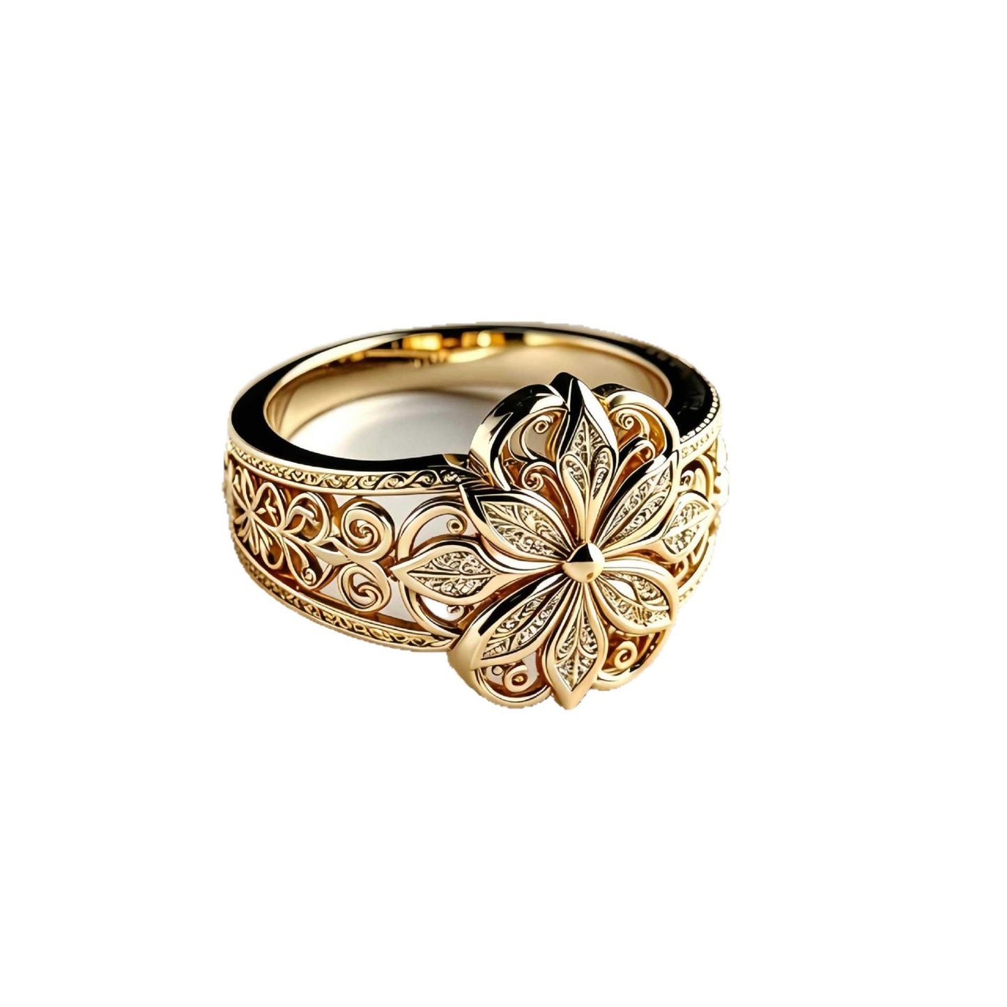 Hollow Flower Niche Design Mori Style Carved Artistic Temperament Ring