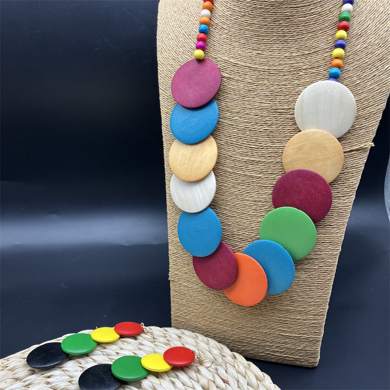 Suite Bohemian Cotton Linen Style Wood Necklaces