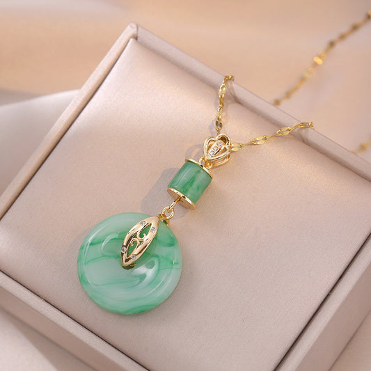 Women's Ice Flower Diamond Pendant Peace Buckle Necklaces