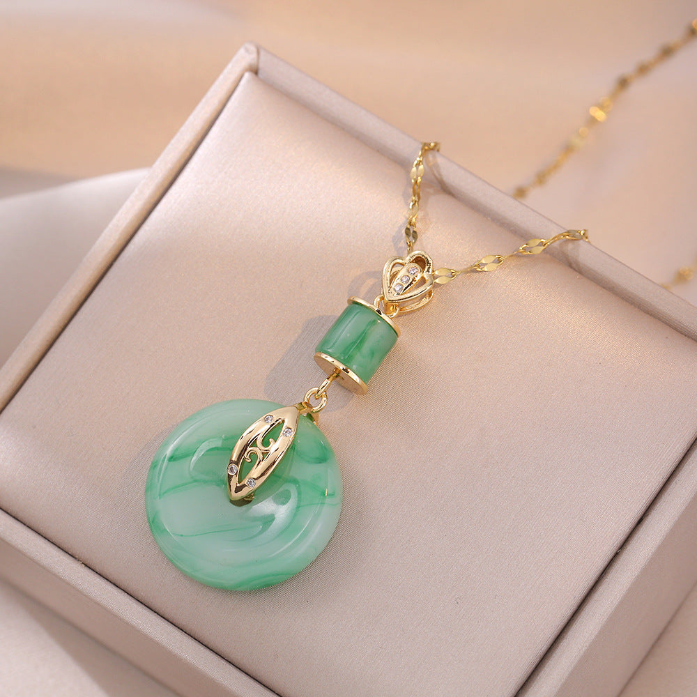 Women's Ice Flower Diamond Pendant Peace Buckle Necklaces