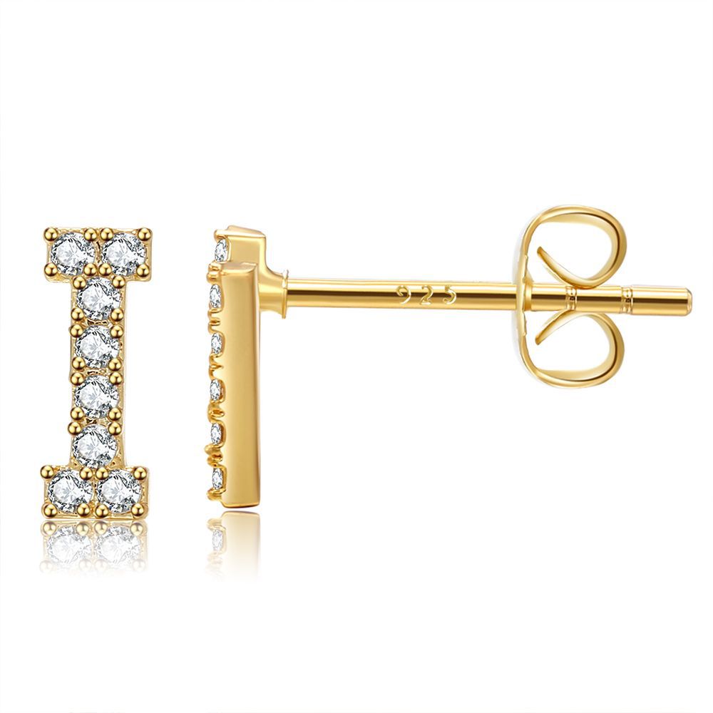 Women's Trend Small Alphabet Letter Brass Gold Earrings