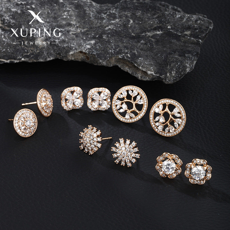 Women's With Zirconium Fashion Sweet Flower For Earrings