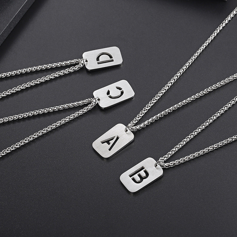 Colliers à pendentif avec plaque signalétique en titane et acier pour hommes et femmes