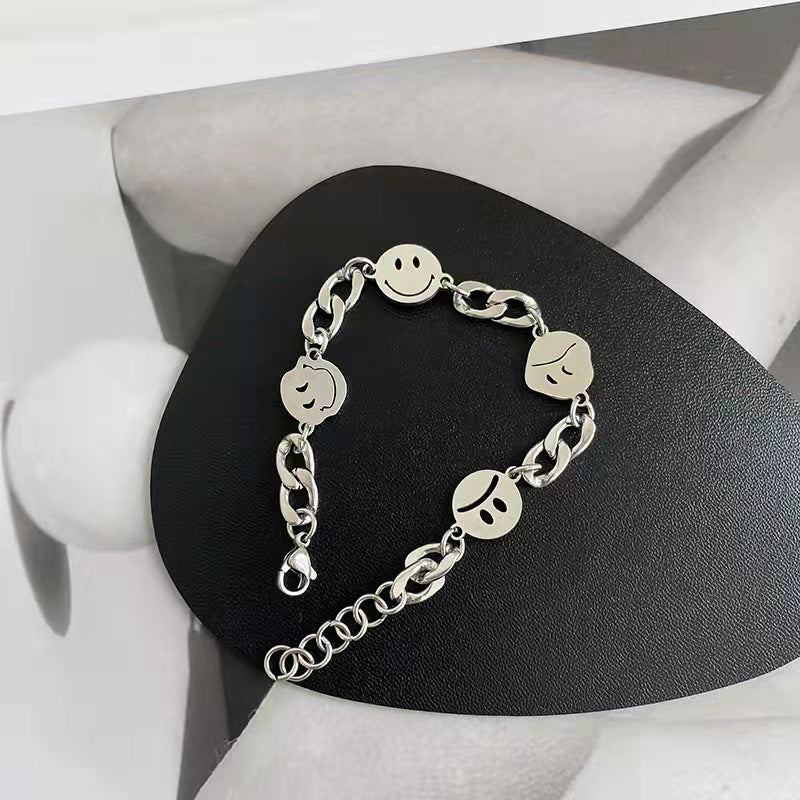 Damen & Herren & Steel No Fading Fashion Smiley und Cool Design Cold Armbänder
