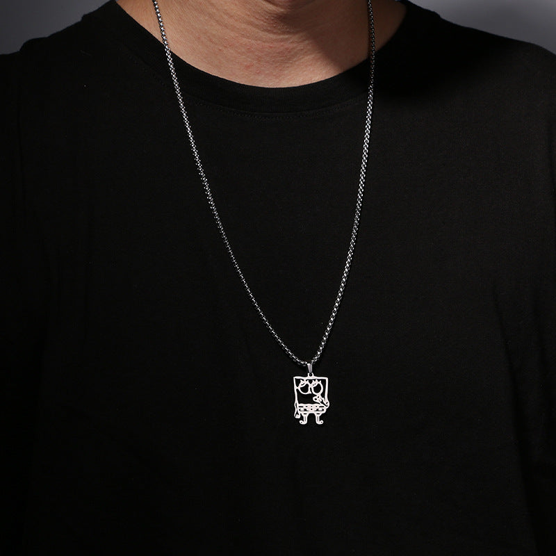 Pendentif étoile creuse, colliers en acier inoxydable pour personnalité masculine et féminine