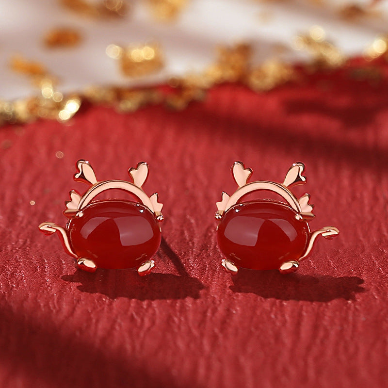 Women's Dragon Red Agate Pendant Light Luxury Necklaces