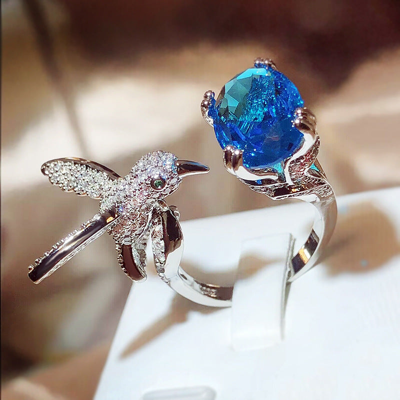 Women's Ding Design Colored Gems Simulation Santa Maria Rings