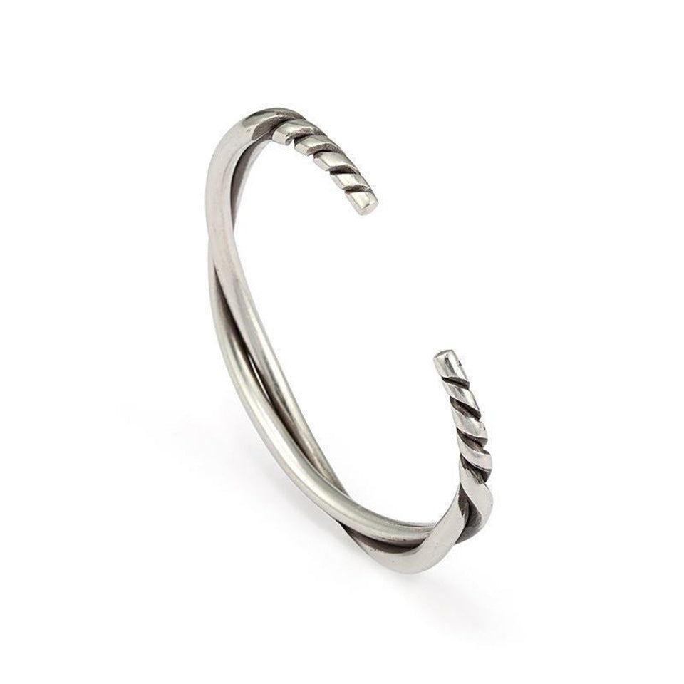 Men's Twisted Fashionable Retro Sterling Sier Opening Bracelets