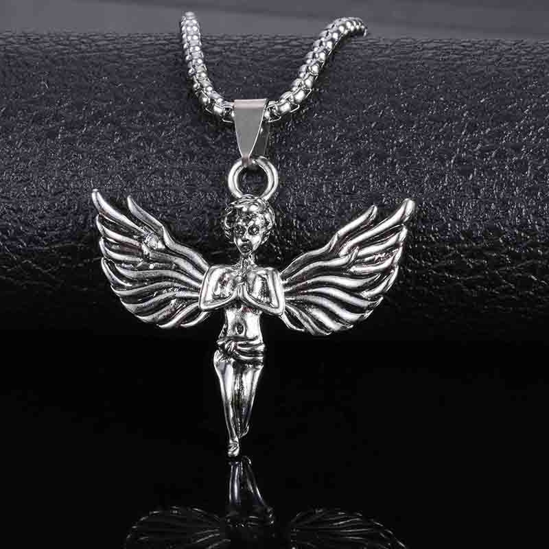 Colliers avec pendentif en forme d'ailes de Sier thaïlandais pour hommes, petit ange