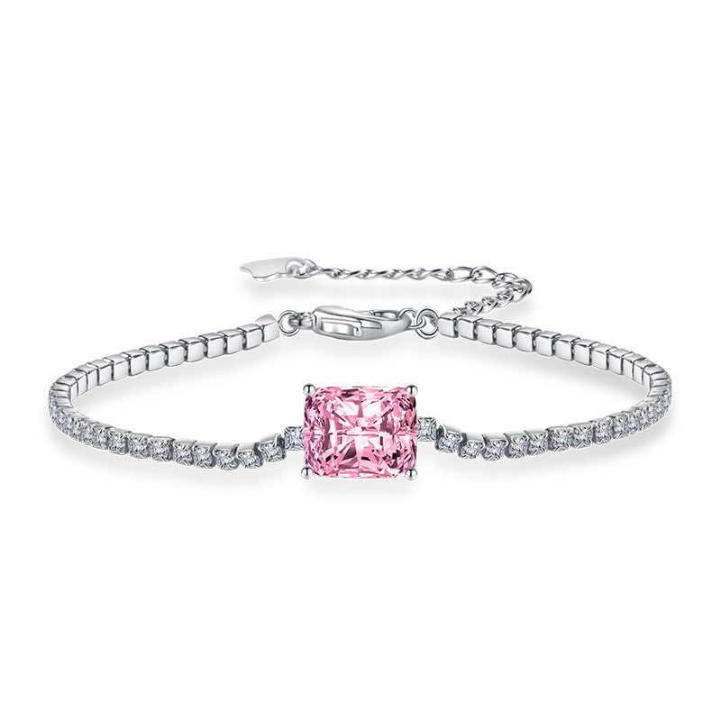 Edelsteine quadratische Diamantkette, modische rosa Armbänder