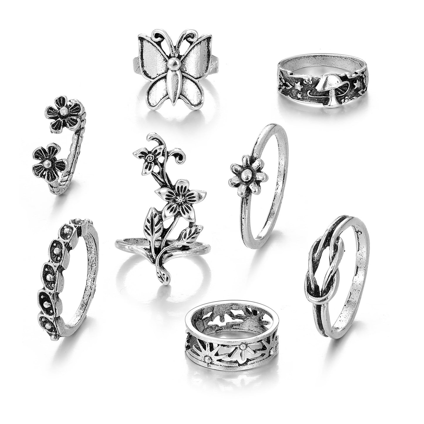 Jewelry Knuckle Retro Exaggerated Gem Combination Rings