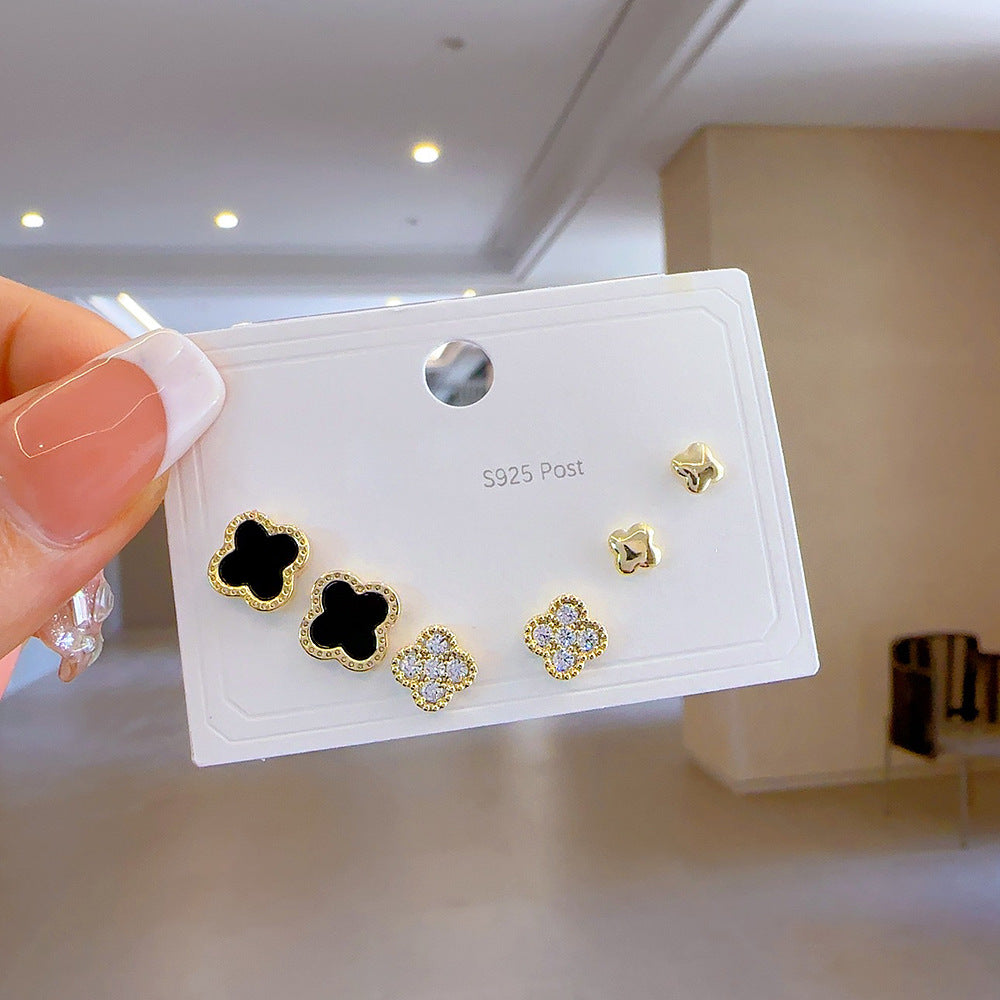 Women's Three Pairs Storage Ear Simple Set Earrings