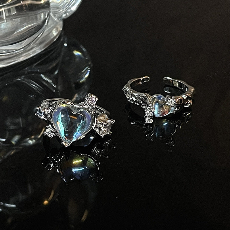 Inlaid Colorful Crystals Design Light Luxury Rings