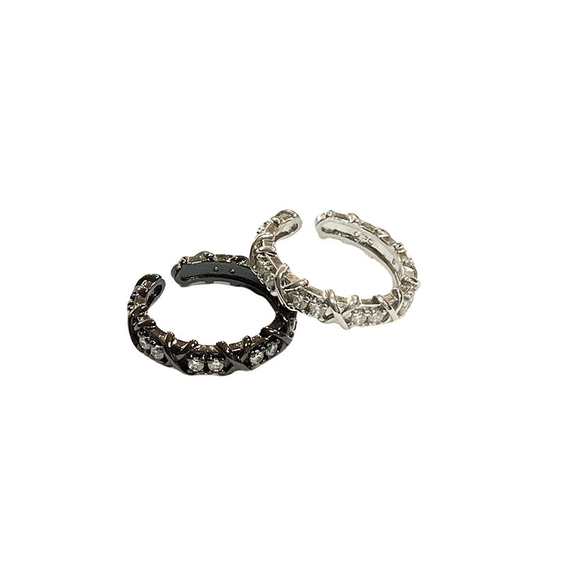 Women's Zircon Fashion French Cross Dark Open-end Rings