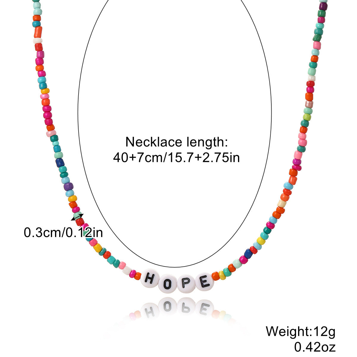 Colliers de perles de couleur exquises avec lettres d'ornement d'été