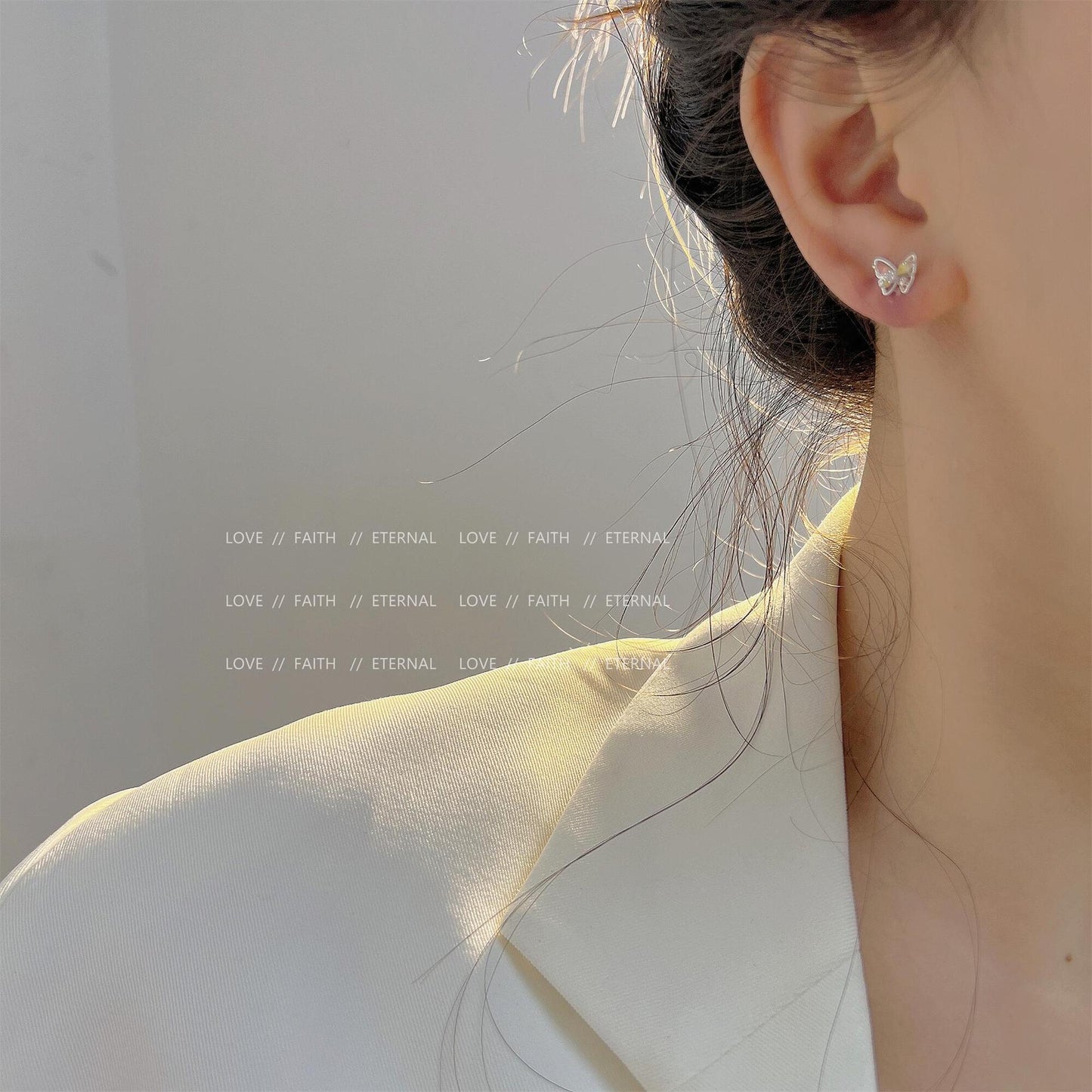 Women's Atmosphere Sier Needle Color Zirconium Sweet Mini Earrings