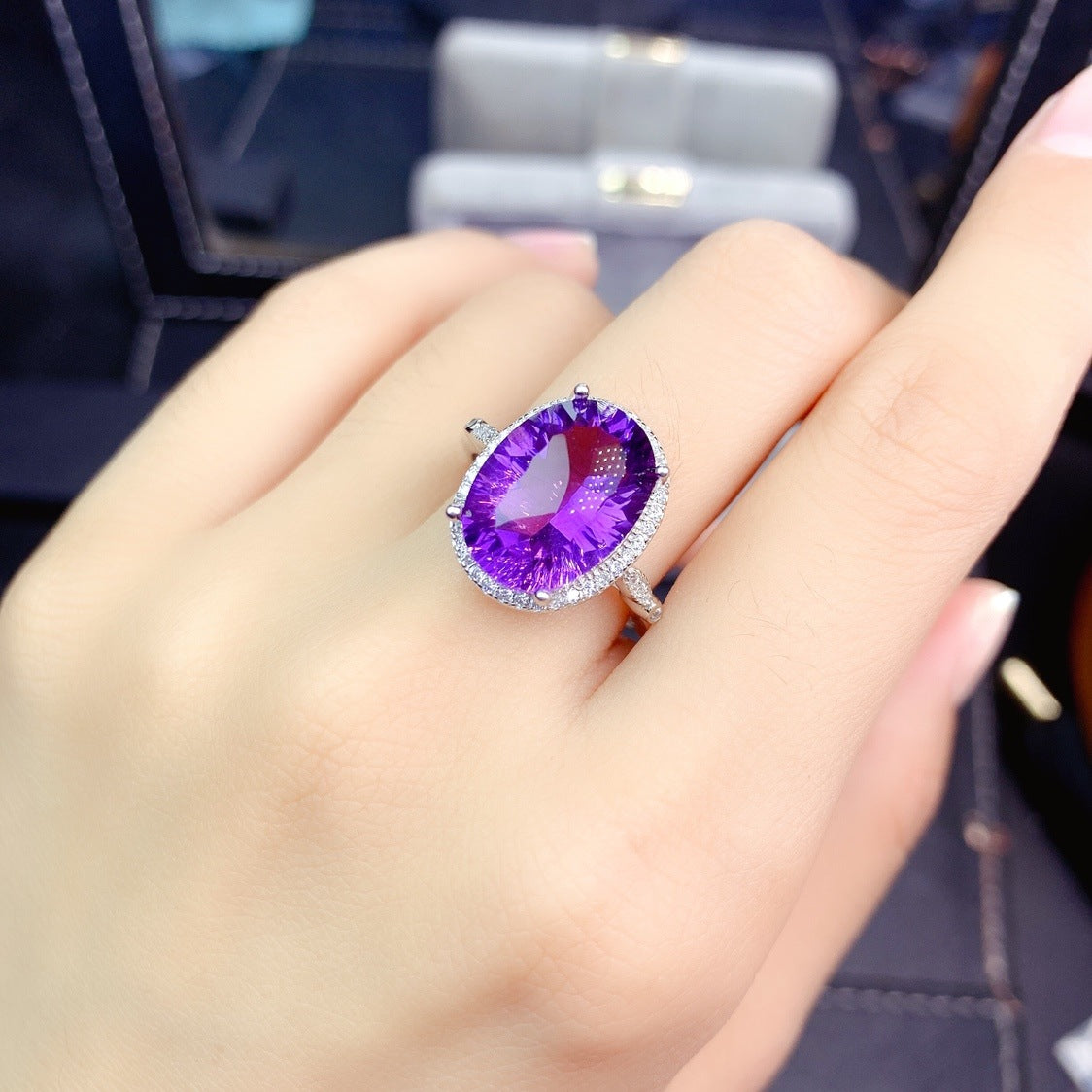 Zircon Live Simulation Amethyst Full Diamond Rings