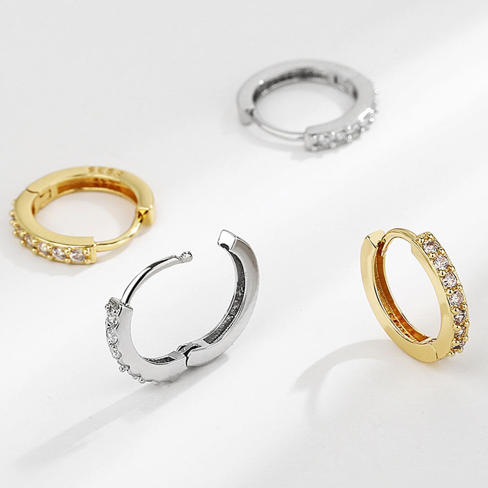 Fashion Ear Single Row O-shaped Zircon Winter Temperament Female Earrings